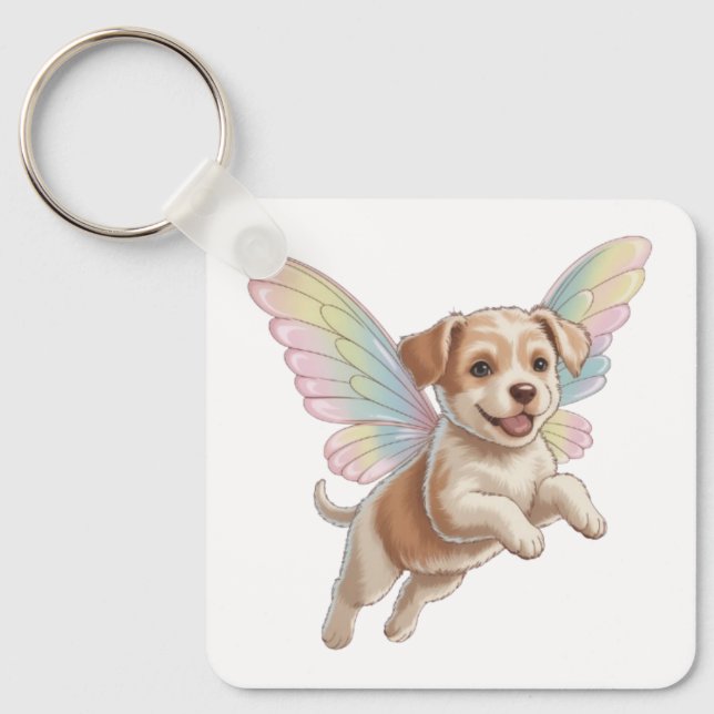 Porte-clés Joli chiot avec des ailes de fée lumineuses — Anim (Recto)