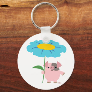 Porte-clés Joli Cochon De Cartoon Avec Porte - clé Cadeau (Bl