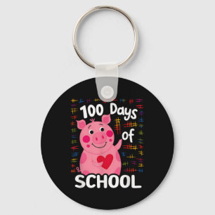 Porte-clés Joli Cochon Rose Avec Coeur 100 Jours De L'École 1