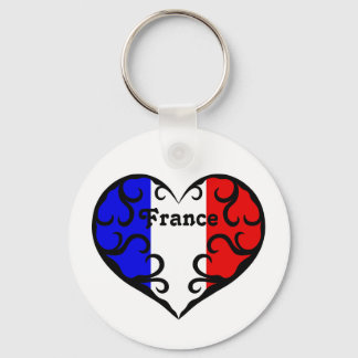 Porte-clés Joli coeur français sur blanc