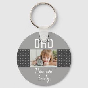 Porte-clés Joli cœur gris Meilleur papa photo Fête des pères