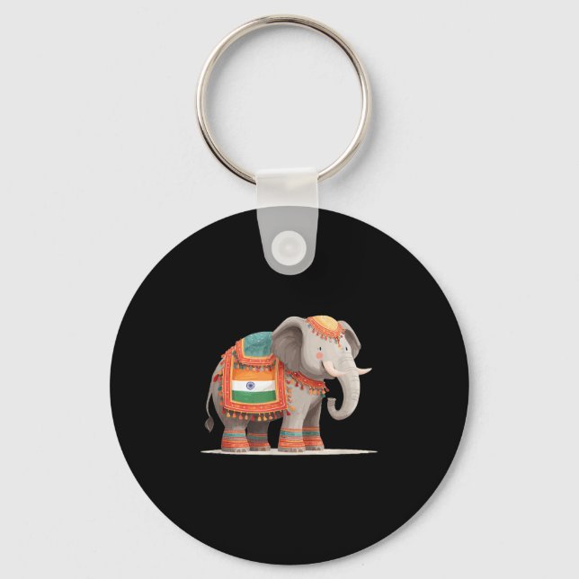 Porte-clés Joli Costume D'Éléphant Pour Les Couleurs Indienne (Recto)
