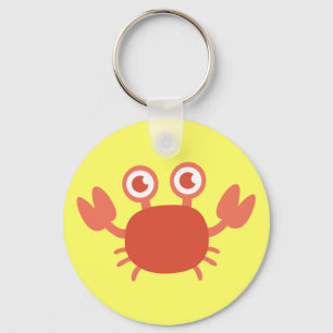 Porte-clés Joli crabe rouge de dessin animé avec fond de bull
