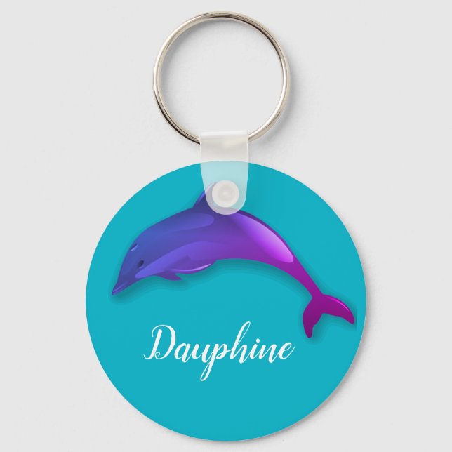 Porte-clés Joli dauphin violet - ajouter le nom (Recto)
