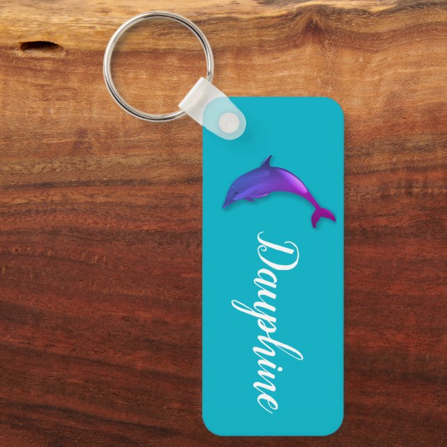 Porte-clés Joli dauphin violet - ajouter le nom (Recto)