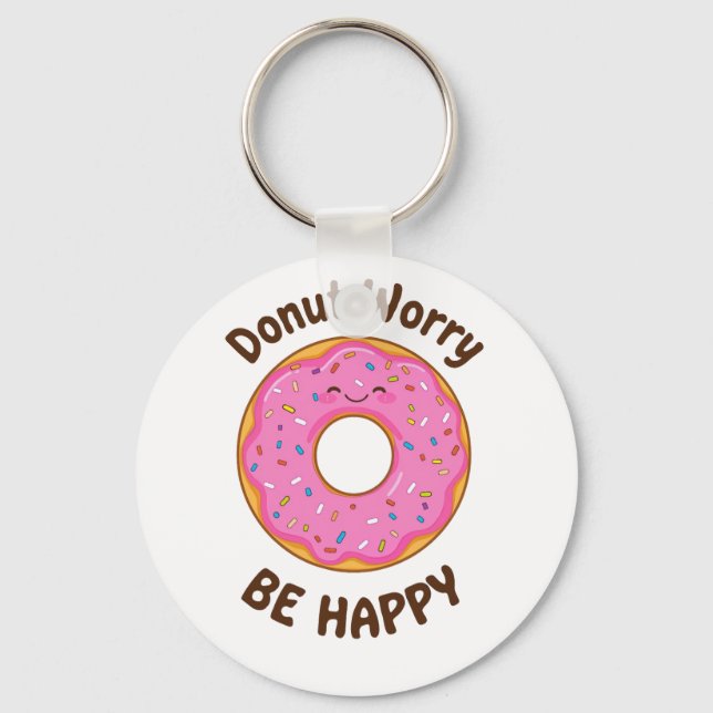 Porte-clés Joli donut rose avec pépites (Recto)