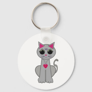 Porte-clés Joli drôle heureux chat gris