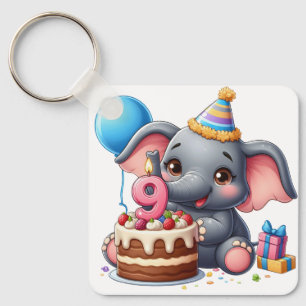 Porte-clés Joli éléphant 9e anniversaire