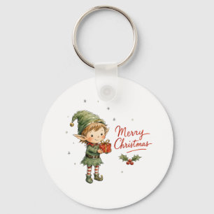 Porte-clés Joli elfe de Noël avec boîte cadeau