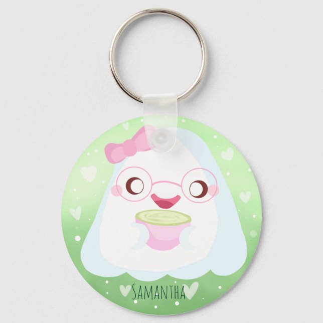 Porte-clés Joli fantôme de Latte au Matcha (Recto)