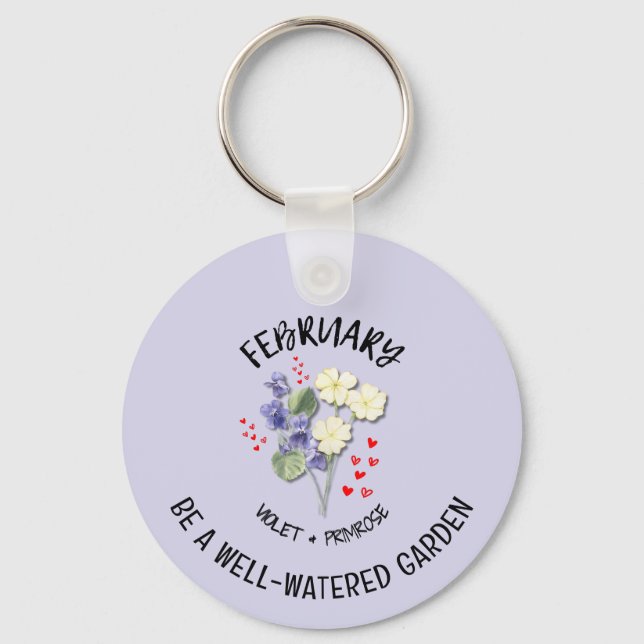 Porte-clés Joli FÉVRIER Naissance Mois Fleur Anniversaire (Recto)