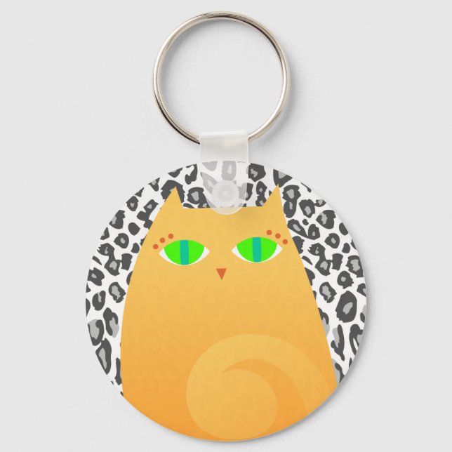Porte-clés Joli Ginger Kitty sur le léopard des neiges - Port (Recto)
