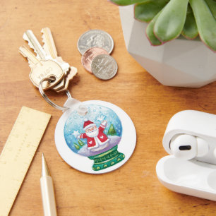 Porte-clés Joli globe de neige de Noël avec le Père Noël, une