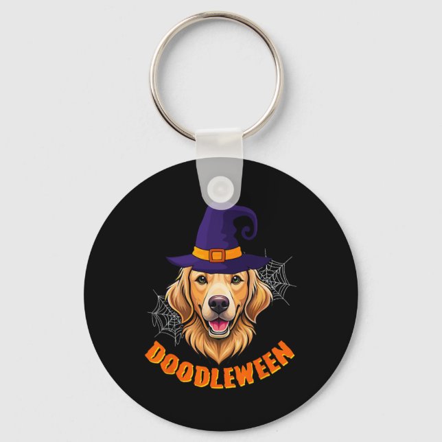 Porte-clés Joli Goldendoodle Halloween Éffrayant Golden Doodl (Recto)