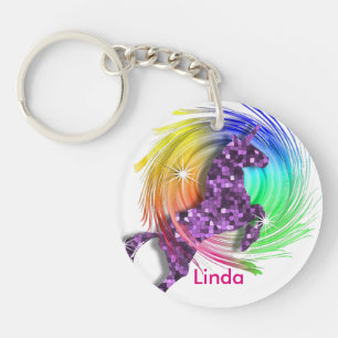 Porte-clés Joli Imaginaire Rainbow Unicorn Personnalisé