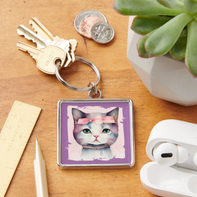 Porte-clés Joli Kitty avec Porte - clé de cabot rose (Bureau)