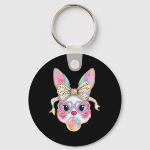 Porte-clés Joli lapin lapin Face Tie Dye Gles Girl Happy Eas