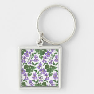 Porte-clés Joli Mauve Violets Floral Carré Porte - clé