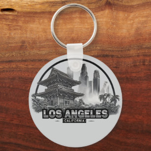Porte-clés Joli Minimaliste Los Angeles Ville Californie État