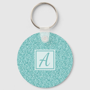 Porte-clés Joli Monogramme Bleu Étincelle Fille