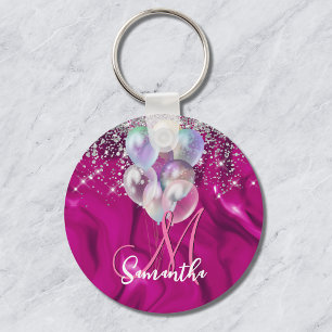 Porte-clés Joli monogramme en ballon de fausse brillance arge