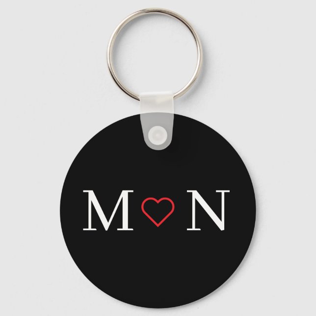 Porte-clés Joli monogramme noir et blanc (Recto)