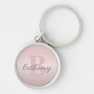 Porte-clés Joli monogramme rose personnalisable & écriture de