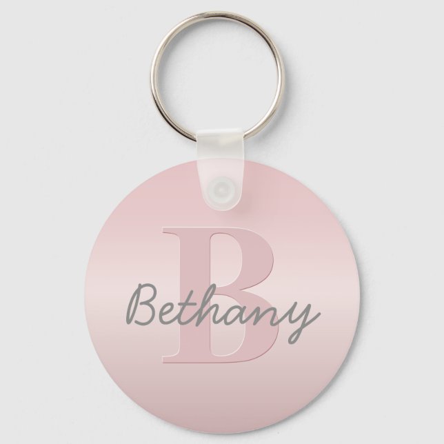 Porte-clés Joli Monogramme rose personnalisable et votre nom  (Recto)