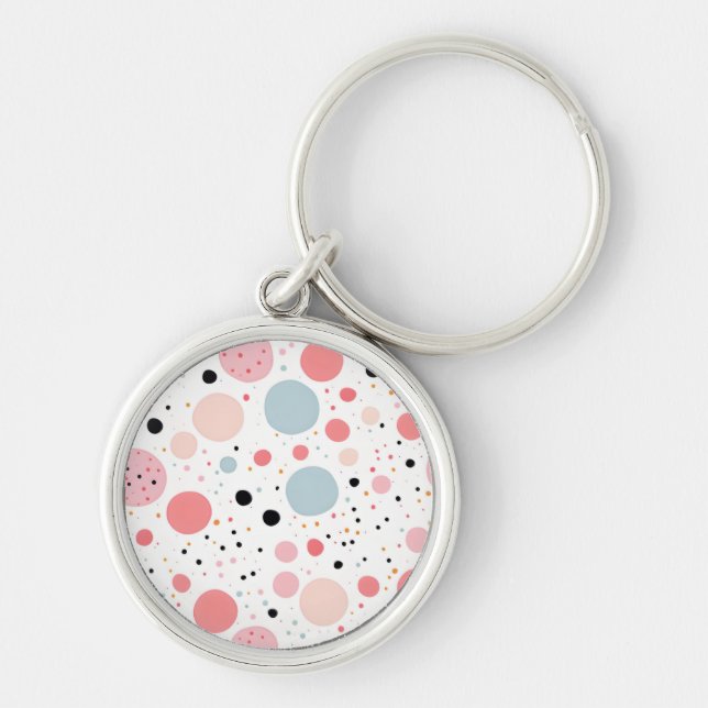 Porte-clés Joli motif à pois blanc (Devant)