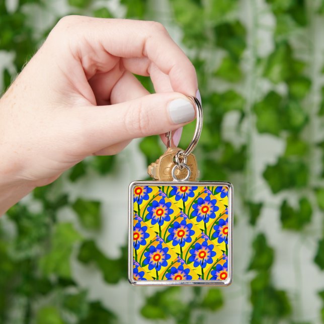 Porte-clés Joli Motif de fleurs Abstraites (main)