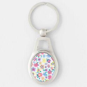 Porte-clés Joli motif de fleurs printanières colorées