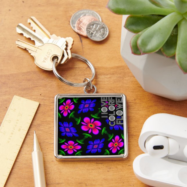 Porte-clés Joli Motif de fleurs roses (Bureau)
