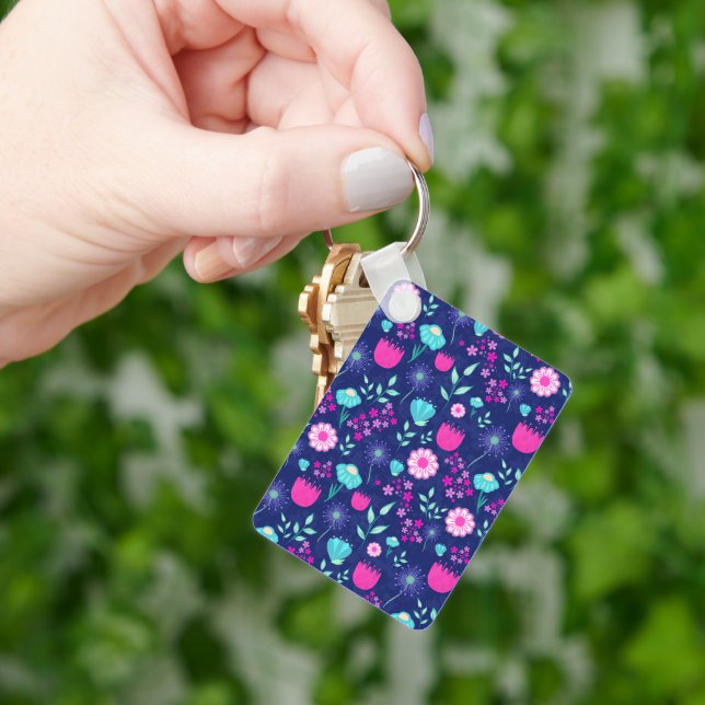 Porte-clés Joli motif floral de fond (main)