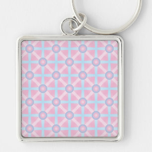 Porte-clés Joli motif rose, violet et bleu clair