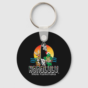 Porte-clés Joli Noël de surf de l'île d'Honolulu Oahu Hawaï
