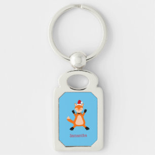 Porte-clés Joli Noël Fox Nom personnalisé