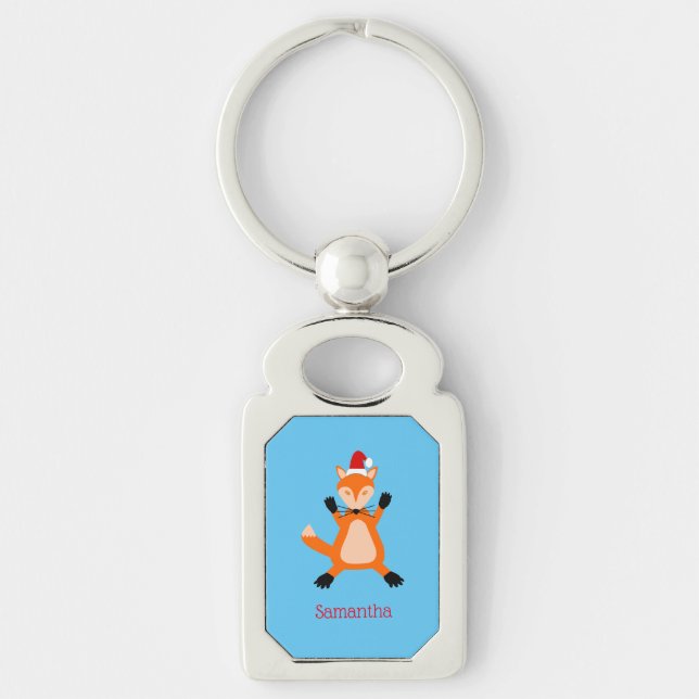 Porte-clés Joli Noël Fox Nom personnalisé (Devant)