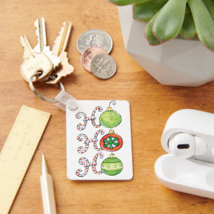 Porte-clés Joli Noël Ho Ho Ho, Sucres de canne Ornements