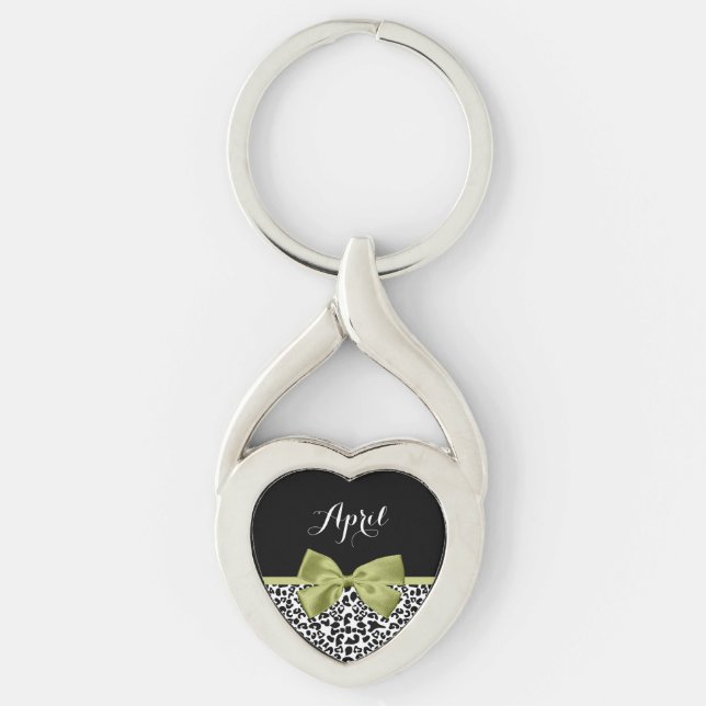 Porte-clés Joli nœud papillon vert printemps avec impression  (Devant)