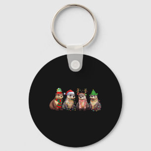Porte-clés Joli Otter Noël Pyjama Amusants Jeu de Noël Lumièr