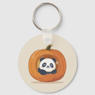 Porte-clés Joli Panda de Halloween en Citrouille