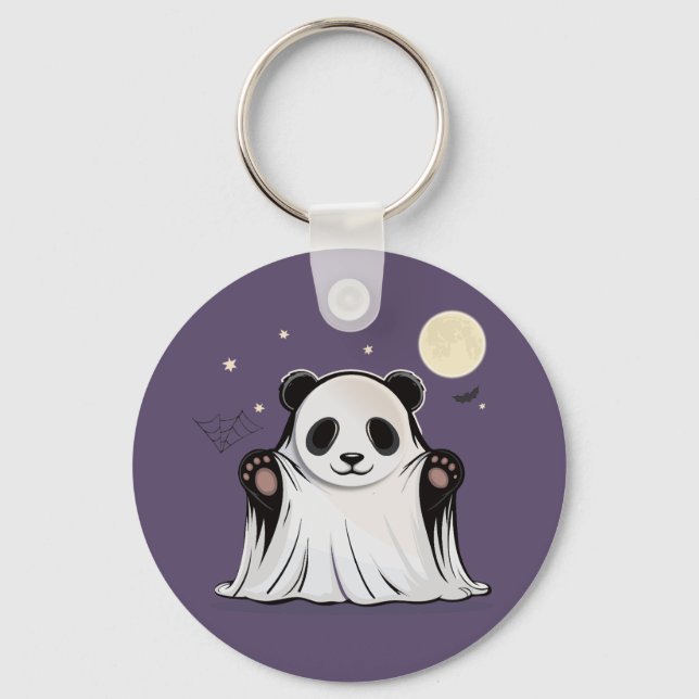 Porte-clés Joli Panda Fantôme sous la Lune  (Recto)