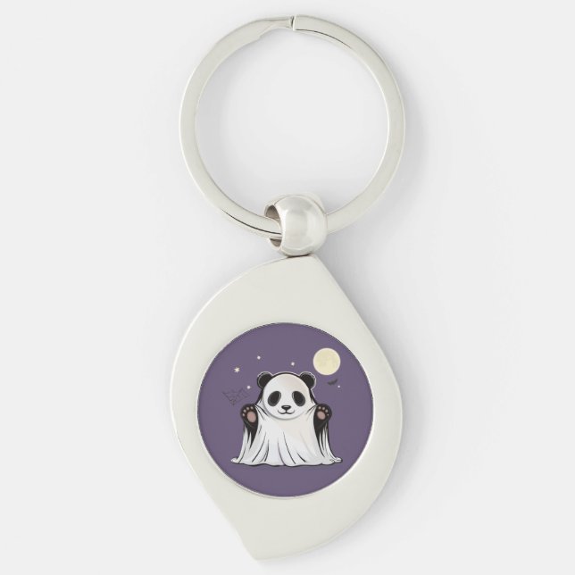Porte-clés Joli Panda Fantôme Sous la Lune  (Devant)