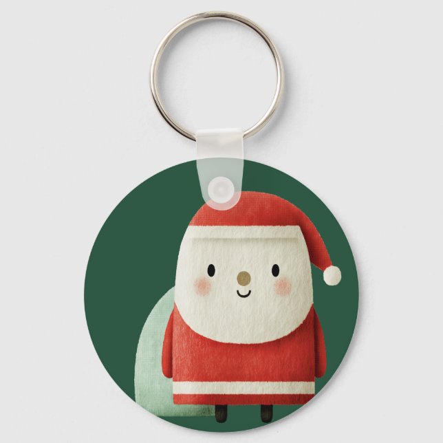 Porte-clés Joli Père Noël minimaliste (Recto)