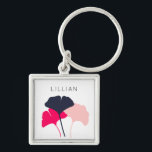 Porte-clés Joli Personnalisé Marine Bleu & Rose Feuilles Gink<br><div class="desc">Ajoutez un nom pour créer un joli cadeau personnalisé. Ce porte - clé fait un grand petit cadeau pour les demoiselles d'honneur, les employés et les collègues. Faites une déclaration avec des couleurs audacieuses et un graphique propre et simple. Caractéristiques illustrations de feuilles de ginkgo en bleu marine, rose pâle...</div>