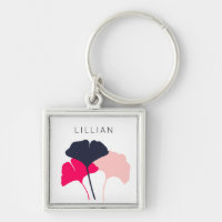 Joli Personnalisé Marine Bleu & Rose Feuilles Gink