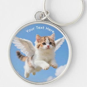 Porte-clés Joli Petit Chat Volant Calico Tabby Ciel Bleu