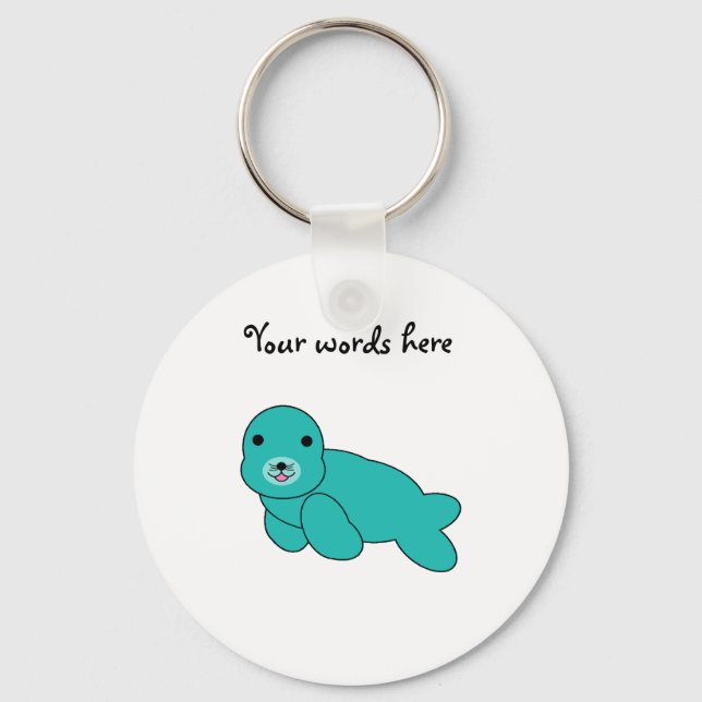 Porte-clés Joli phoque bébé turquoise (Recto)