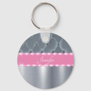 Porte-clés Joli Pink Metallic Nom de la boucle Glam