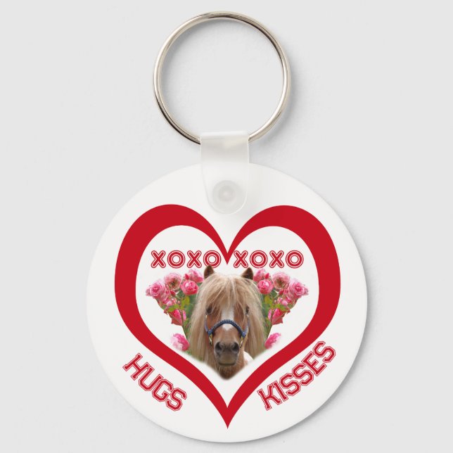 Porte-clés Joli Poney en rouge pour la Saint-Valentin (Recto)